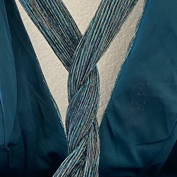 Ailey Blue Gold Halter Skater Cocktail Dress from Lulus , XS - Picture 5 of 6